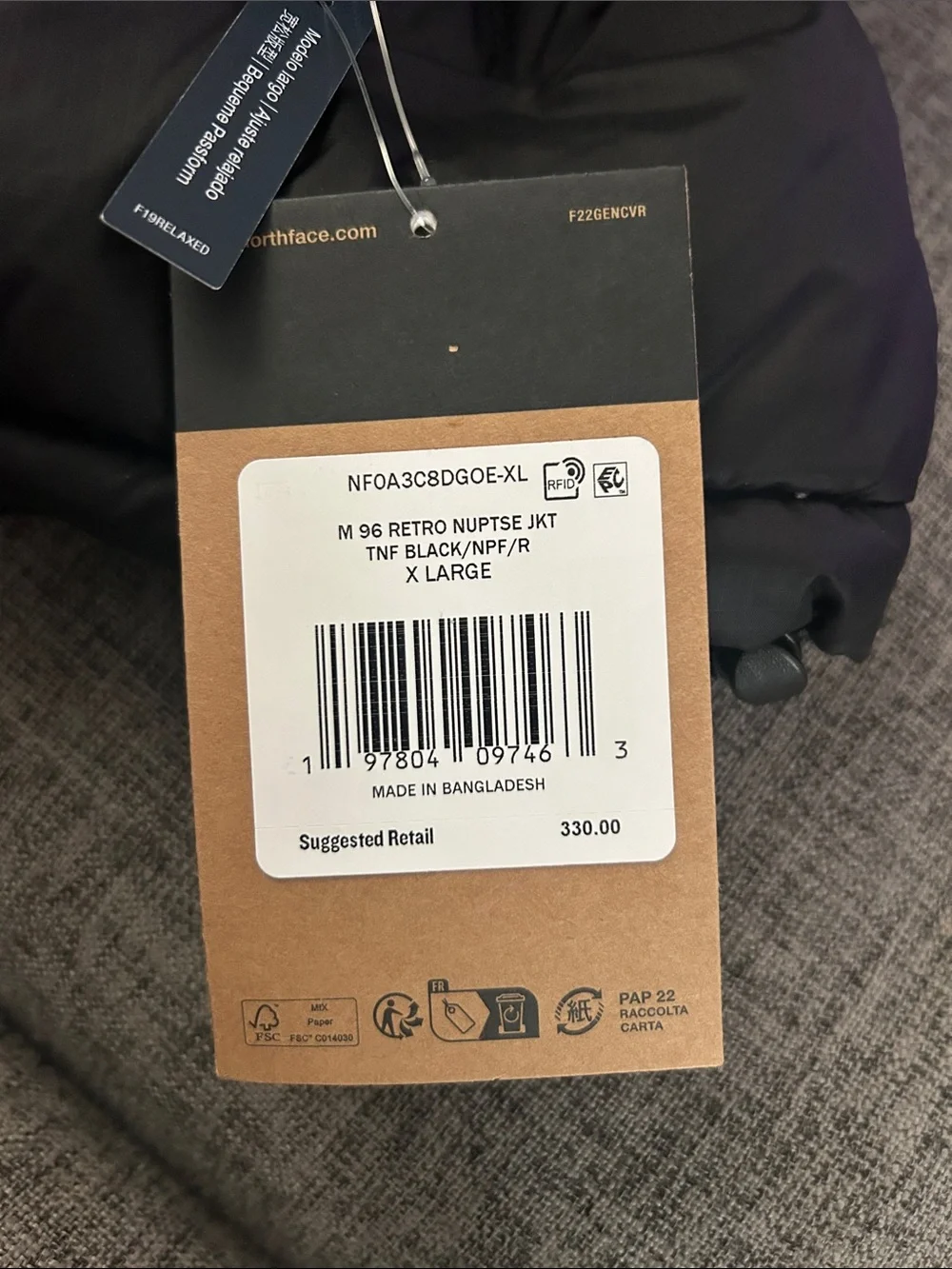 The North Face Black Quilted Down Jacket Nuptse 700 retro